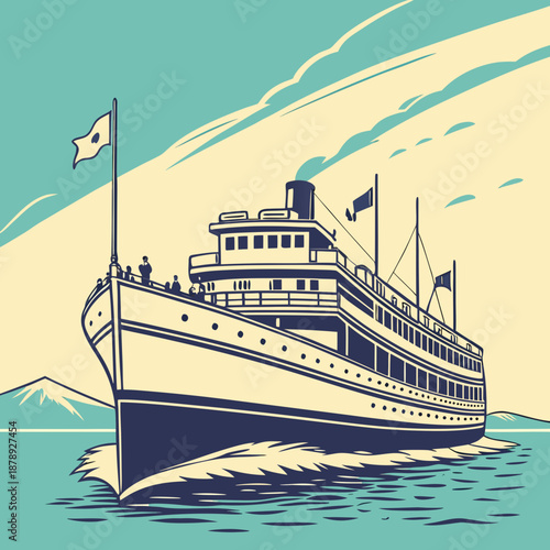 Vintage ocean liner illustration