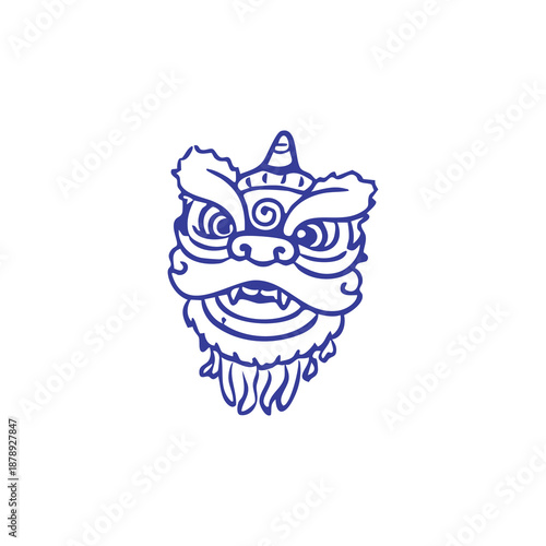 Blue Dragon Dance Mask Chinese New Year Lion Costume