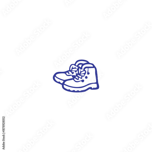 Simple Line Art Illustration of Hiking Boots