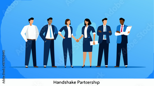 Diverse business professionals shaking hands in partnership