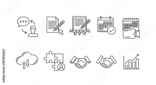 Business collaboration and planning icons