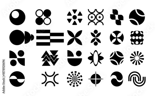Collection of Black Geometric Shapes.