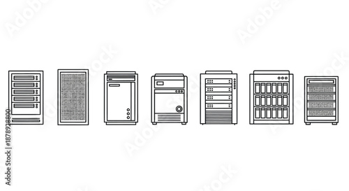 Various types of server racks
