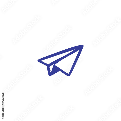 Blue Paper Plane Icon on White Background