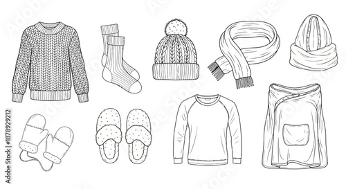 Assorted winter accessories and clothing