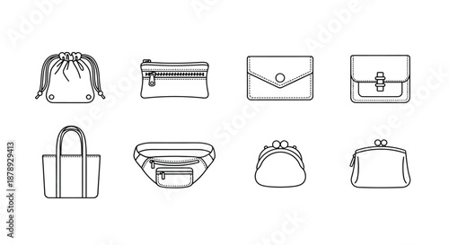 Collection of various handbags and pouches