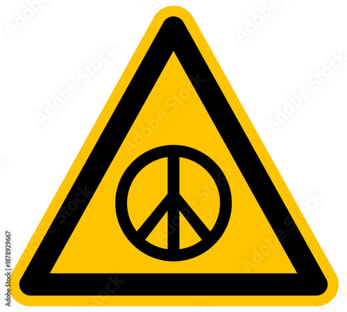 Señal de advertencia con símbolo de la paz concepto de seguridad y armonía vector