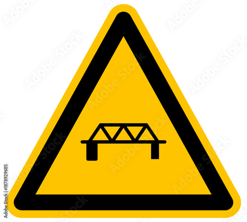 Señal de advertencia de puente o estructura metálica construcción industrial vector