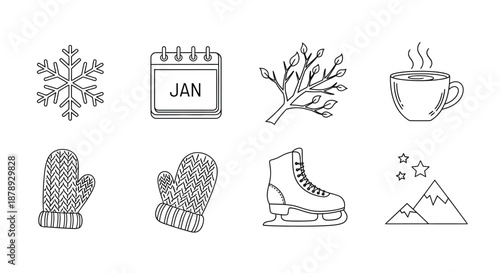 Winter activities and symbols