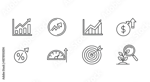 Business growth and performance icons