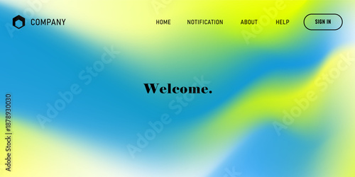 Abstract wave futuristic design of landing page. trendy gradient mesh website design