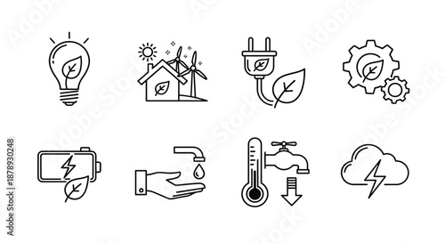Sustainable energy and efficiency icons