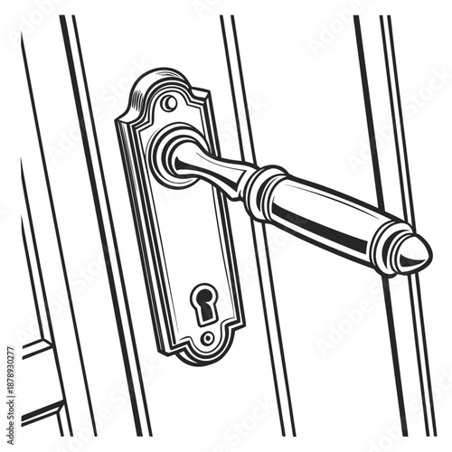 Classic door handle with keyhole