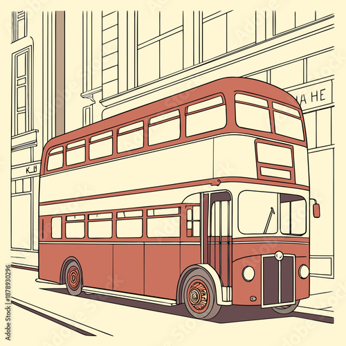 Classic red double-decker bus in urban setting