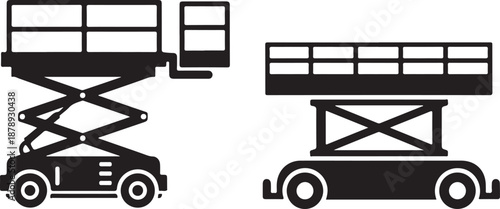 Black and white scissor lifts construction equipment aerial lifts