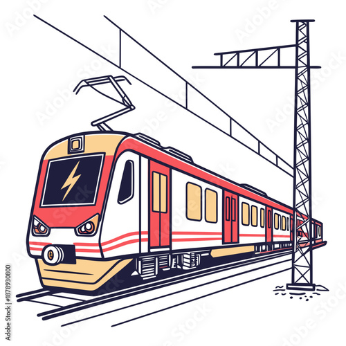 Modern electric train at railway station