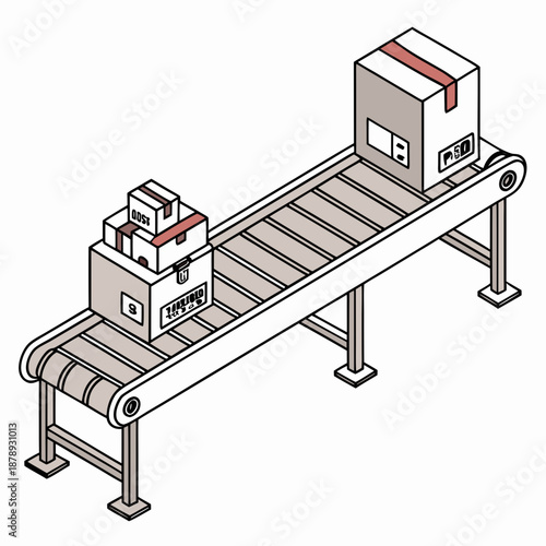 Conveyor belt with boxes