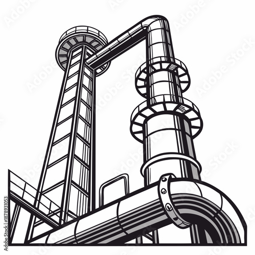 Industrial pipes and tower