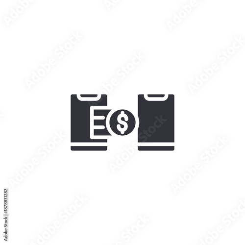Decentralized finance savings icon featuring stacked money and financial document concept in modern flat design style.