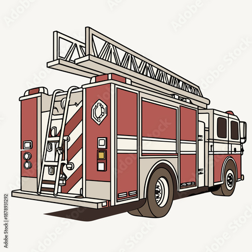 Red fire truck with ladder