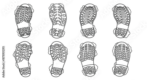 Collection of footwear tread patterns Vector