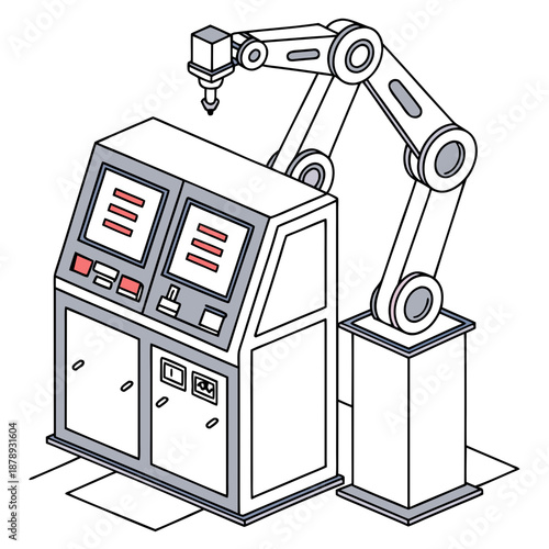 Industrial robot arm with control console