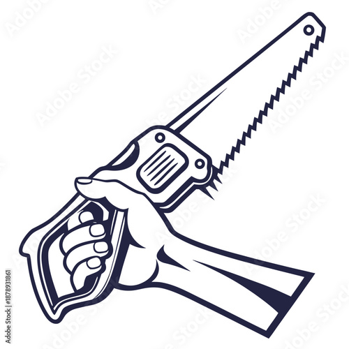 Hand holding a saw