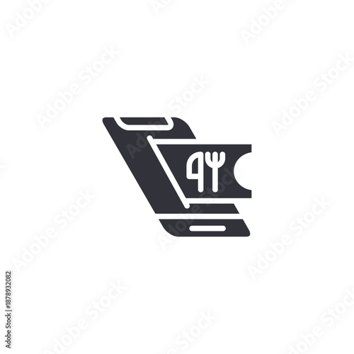 Fast food ordering laptop icon symbolizing restaurant website interface and convenient online meal selection.