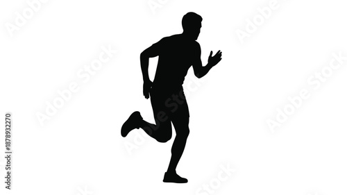 A dynamic running figure captured in a striking black silhouette