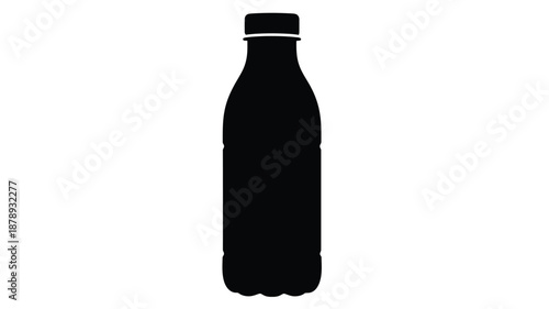 A dark outline of a plastic bottle against a white background silhouette