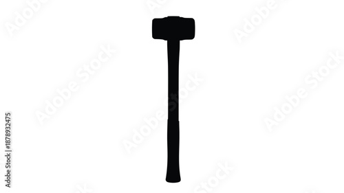 A stark black mallet tool against a white background silhouette