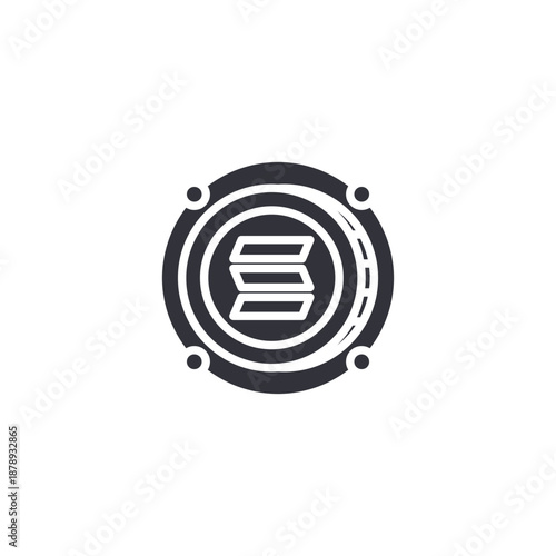 Crypto currency icon with horizontal ledger lines symbolizing transparent blockchain transactions and financial records.