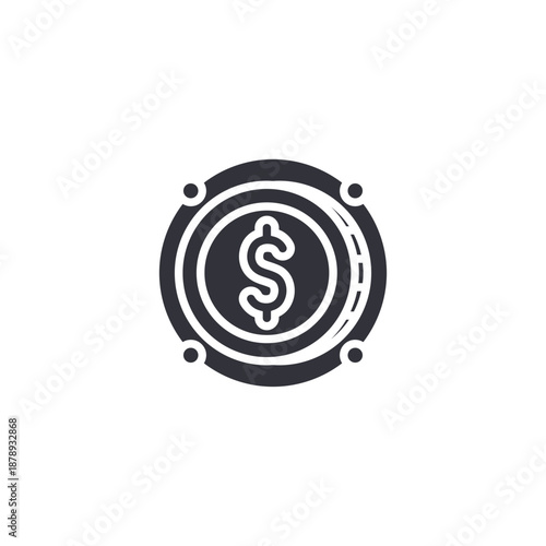 Dollar symbol crypto coin icon representing stable digital currency and global decentralized financial system.