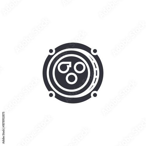 Multi-node blockchain token icon symbolizing distributed computing, crypto mining, and secure peer-to-peer network.