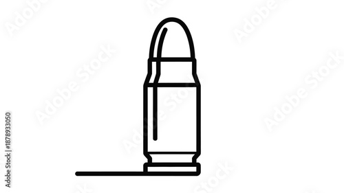 Simple black and white illustration of a bullet cartridge silhouette
