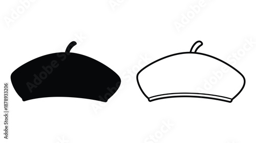 Two berets depicted in contrasting styles one a striking silhouette