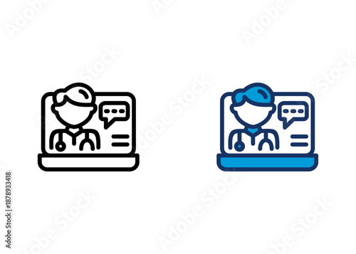 Online Doctor Icon Set Multiple Style Collection