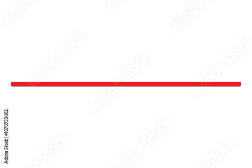 One straight red line 3d. Limit or border, finish line or closed. Red long thread of yarn, string. Thin brush stroke, on a white background. Vector illustration. Horizontal line of paint