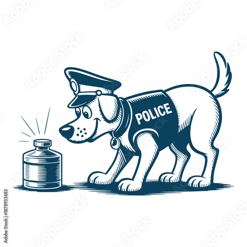 Police Dog Sniffing Evidence K9 Illustration