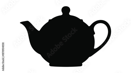 A striking black silhouette of a classic teapot design silhouette