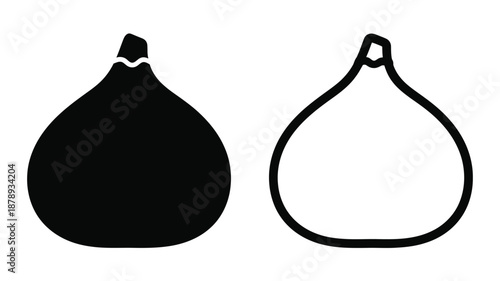 Two abstract shapes one filled and one outlined a distinct silhouette