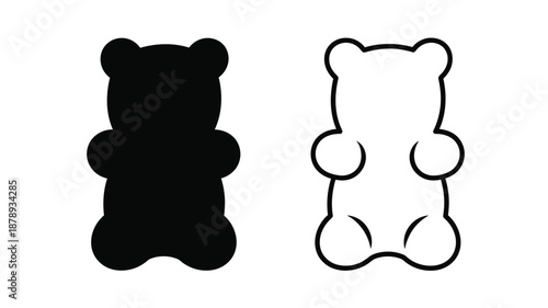 Two gummy bear shapes one solid and one outline a striking silhouette