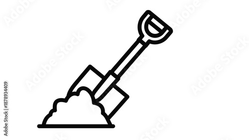 Simple outline of a gardening shovel digging into soil silhouette