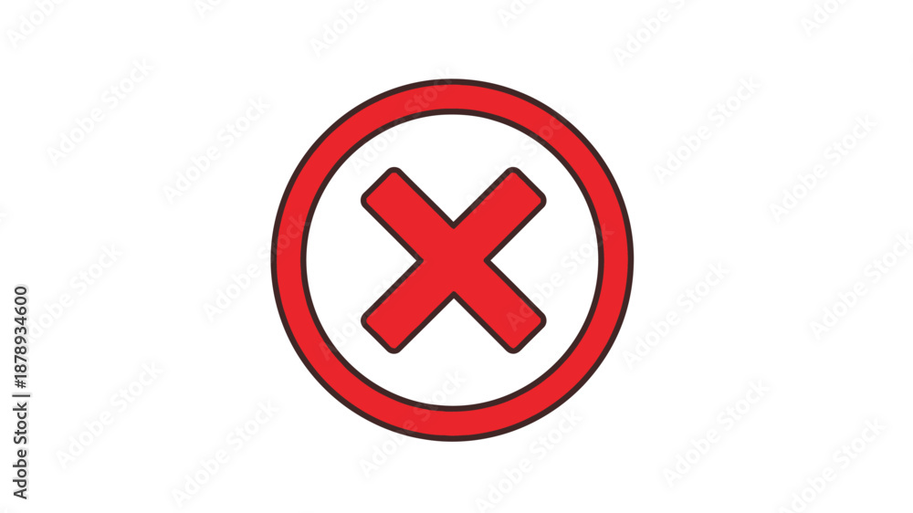 Fototapeta premium Red circle with a cross inside a prohibition sign silhouette