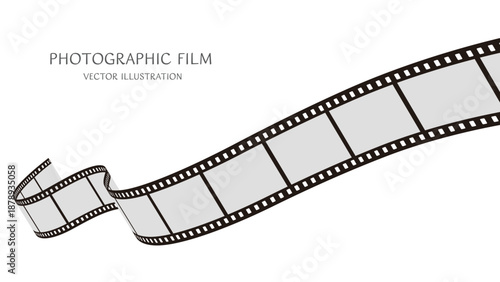 16:9の背景素材：ダイナミックな動きをした35mm写真フィルムのベクターイラストデータ