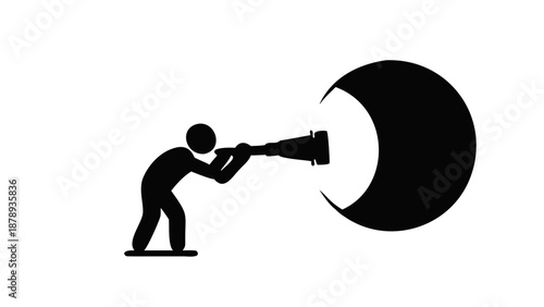 A silhouette of a person looking through a telescope at a new moon, signifying the end of the month