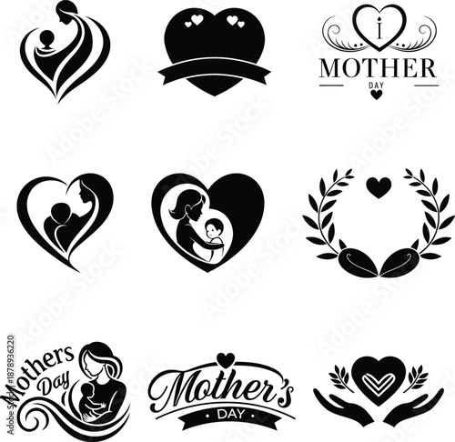 International Mothers day logo vector icon set
