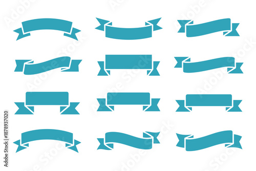 Turquoise Ribbon Banners Set