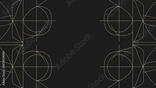 Sophisticated Dark Abstract Background with Minimalist Geometric Lines and Arcs Pattern