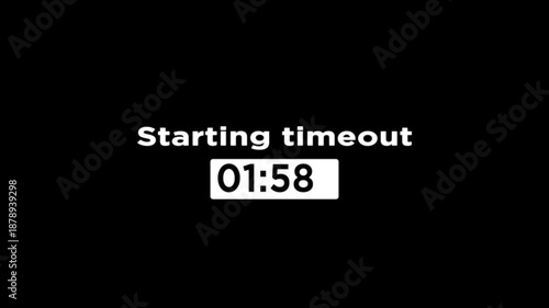 120 to 0 seconds,Two minutes countdown with animated text streaming starting time out 4k video on dark background